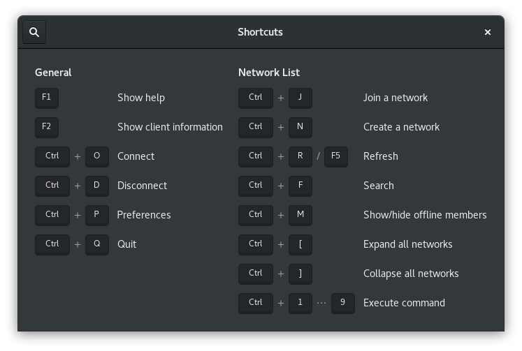 Shortcuts Window